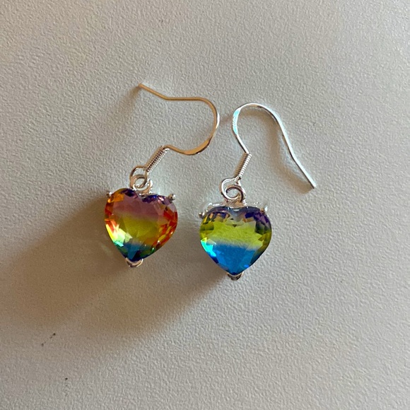 925 Silver tourmaline heart earrings - Picture 3 of 7